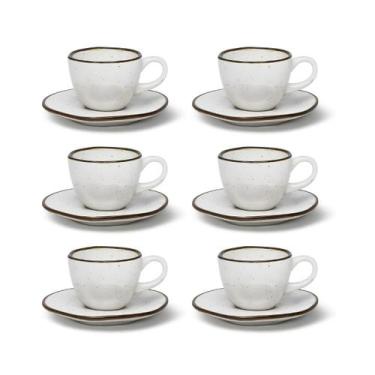 Imagem de Jogo 6 Xícaras Cafezinho 75ml Com Pires Ryo Maresia Porcelana Oxford