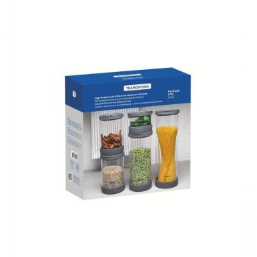 Imagem de Jogo De Potes De Vidro Herméticos Tramontina Purezza Com Tampa