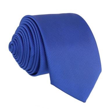 Imagem de Gravata Slim Social OEM Listrada em 100% Poliéster 1 e 40cm a 1 e 50cm Azul Royal para Traje Masculino