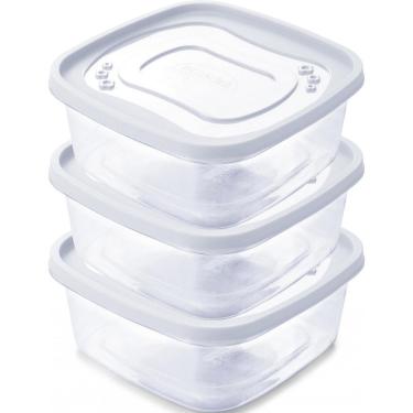 Imagem de Kit de Potes para Alimentos Clic Quadrado 580ML para Armazenar em Plástico BPA FREE com...