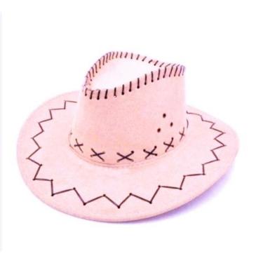 Imagem de Chapéu de Cowboy OEM Estilo Camurça com Aba Larga 35cm X 38cm Rosa Unissex