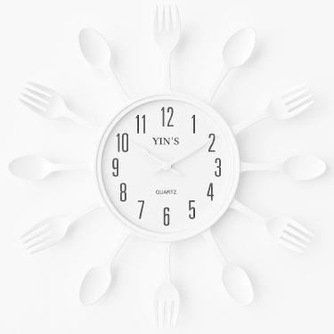 Imagem de Relógio de Parede Relogio Parede Talheres Estilo Cozinha Retrô Decorativo Branco Branco