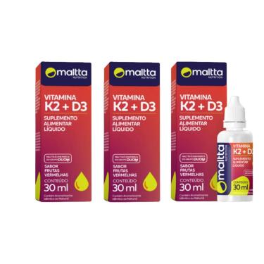 Imagem de Kit 3 Vitamina K2 + D3 3x30ml Sabor Frutas Vermelhas Maltta-Unissex