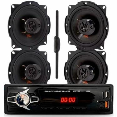 Imagem de Kit Rádio Automotivo MP3 Kube KU 1100 Bluetooth com 4 Alto Falantes JB