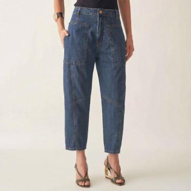 Imagem de Calça Jeans Barrel Cintura Alta - Bloom, Jeans stone, 38