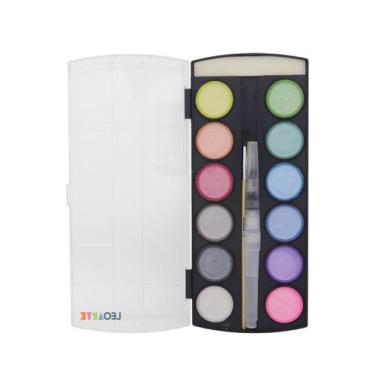 Imagem de Estojo Aquarela Metalica 12 Cores Acqua Brush Pincel Leo Esponja - LEO