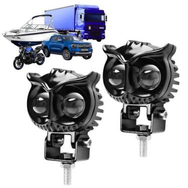 Imagem de Kit 2 Farol Bivolt universal luz branca quente modo carro Par Farol Mi