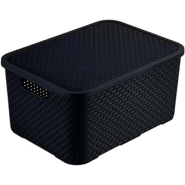 Imagem de Caixa Organizadora Rattan Preto N1 Plasnew