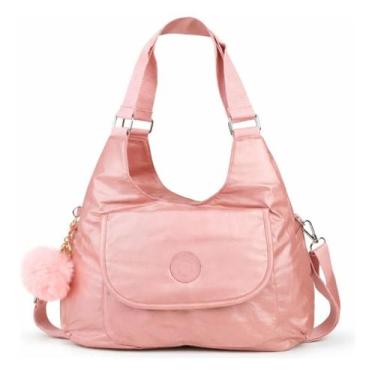 Imagem de Bolsa Feminina Metalizada Nylon Impermeável Ombro e Transversal com Po