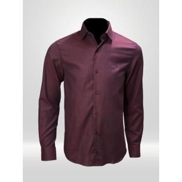 Imagem de Camisa Masculina Social Manga Longa VRS Detalhe Marsala - Victor Varre