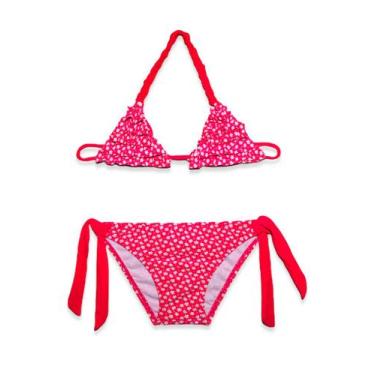 Imagem de Biquíni Areia Branca Infantil Cortininha Vermelho Estampado, 4