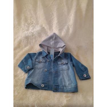 Imagem de jaqueta jeans com capuz em moleton - Universo Baby