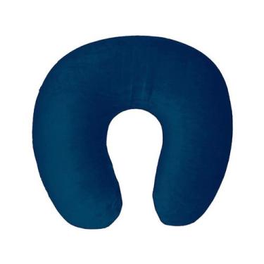 Imagem de Travesseiro Pescoço Viagem Anatômico Visco Voyage Plush Azul Marinho N