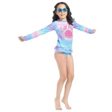 Imagem de Biquíni Menina Blusa e Calcinha Concha Tie Dye Proteção Solar Moda Pra
