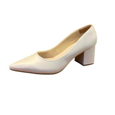 Imagem de Scarpin feminino mariotta manteiga salto bloco, Manteiga, 38
