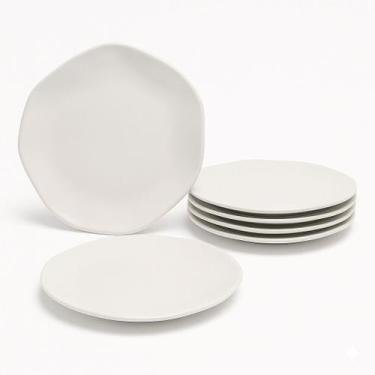 Imagem de Kit Jogo 6 Pratos Rasos Oxford Ryo White Porcelana 27,5 cm