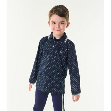 Imagem de Polo Infantil Manga Longa Trick Nick Azul, 8, Azul