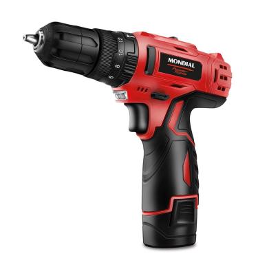 Imagem de Furadeira Parafusadeira de Impacto Mondial Doméstica PI-10MA com Maleta e 13 Acessórios Vermelho e Preto Bivolt