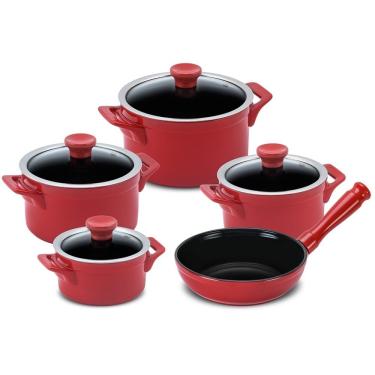 Imagem de Jogo de Panelas de Cerâmica Clear Pomodoro 5 Peças com Tampa de Vidro e Caçarolas 3L e 2L Ceraflame