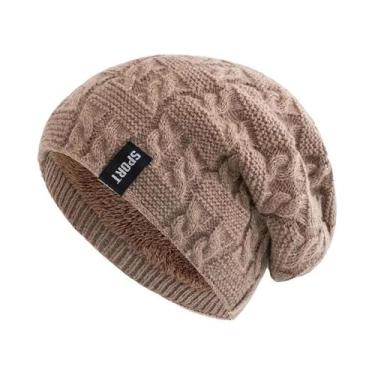 Imagem de Gorro Feminino De Inverno Com Forro De Lã, Quente, Casual, Tricotado, 