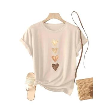 Imagem de Camiseta Casual Feminina Preta Com Detalhes Dourados, Estampa Gráfica 