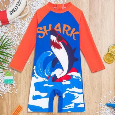 Imagem de Maiô Infantil Com Estampa De Tubarão Para Meninos, Roupa De Banho Para