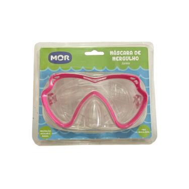 Imagem de Máscara de Mergulho Junior Infantil com Lentes em Policarbonato e Bordas em Silicone Rosa Mor