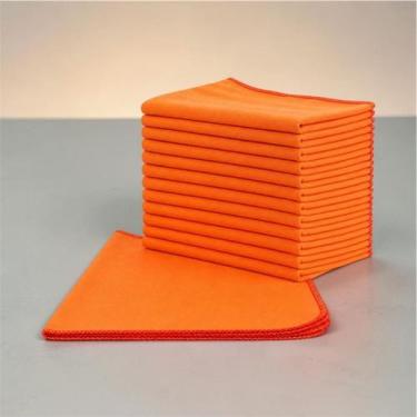 Imagem de Kit 12 Flanela Pano 48x28 Laranja Para Limpeza Polimento Geral 100 Alg