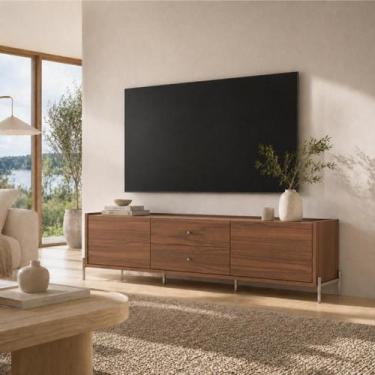 Imagem de Rack Jasper 220 cm 2 Gavetas e 2 Porta Sala Estar Cômoda - Móveis Prov