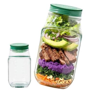 Imagem de Copo Pote de Salada com Tampa e Compartimento para Molho, Marmiteira F