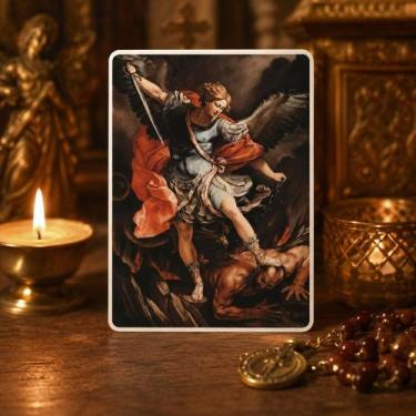 Imagem de Adesivo de Vinil Impermeável Arcanjo Miguel 10x8 cm - Lua Mística - 10