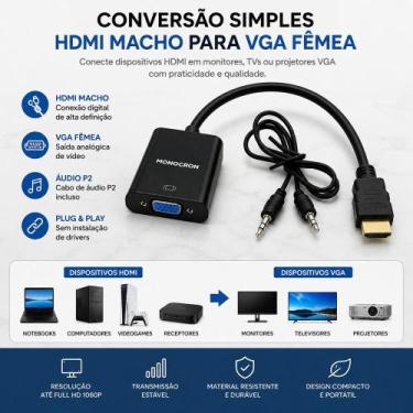 Imagem de Adaptador HDMI para VGA para Monitor e Projetor Antigo Monocron