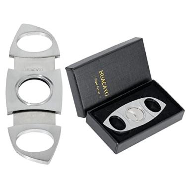 Imagem de Cortador de charutos HUACAYO, lâmina dupla de aço inoxidável para charutos tesoura embalagem para presente