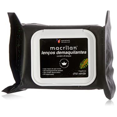 Imagem de Lenço Demaquilante Macrilan - Chá Verde, 25 Lenços, Remove Maquiagem à Prova D'Água, Hidratação Suave
