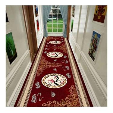 Imagem de Tapete de corredor Tapete de corredor vermelho chinês, tapetes de corredor com suporte antiderrapante, fácil de limpar (Size : 100x300cm)