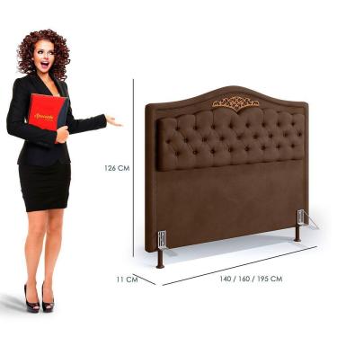Imagem de Cabeceira Holanda 1,60 Para Cama Box Queen Chocolate Veludo