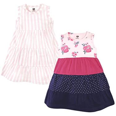 Imagem de Hudson Baby Vestidos de algodão para bebês meninas, Rosa azul marinho floral, 0-3 Meses