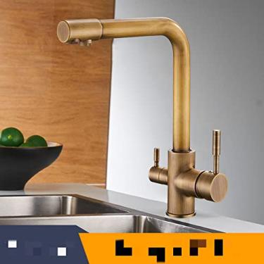 Imagem de Torneiras de cozinha de filtro torneira misturadora montada no convés 360 rotação com purificação de água características torneira misturadora guindaste para cozinha, antiguidade, china