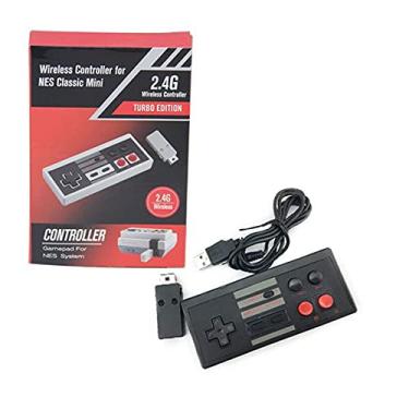 Imagem de Controle Sem Fio Turbo Classic Mini Nintendo Nes Snes Wii Preto