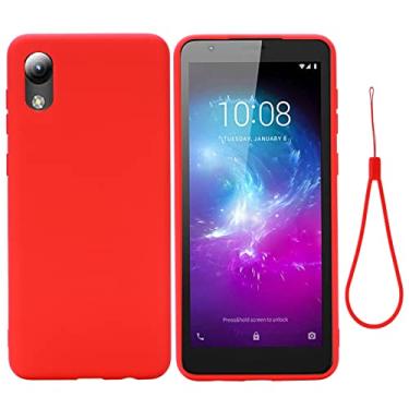 Imagem de YUNCHAO Caixa de telefone Para ZTE A3 2020 Pure Color Liquid Silicone à prova de choque de cobertura total capa para celular