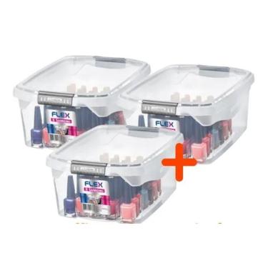 Imagem de Kit 3 Caixa Organizadora 6l Multiuso Tampa Porta Utensílios Closet Armário Gaveta - Sanremo