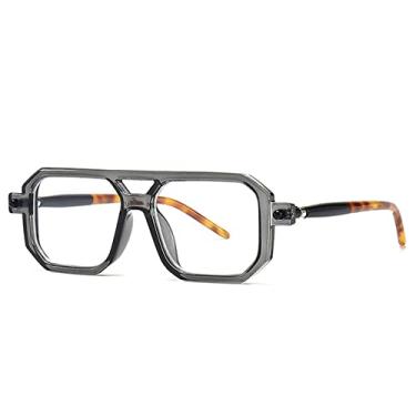 Imagem de Óculos de Sol Quadrado Polígono Moda Exclusivo Feminino Retro Óculos Claros Armação Masculina Tons UV400, Cinza claro, A