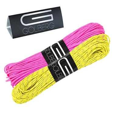 Imagem de Corda de 1,8 mm reflexiva fluorescente para paraquedas de 2,4 kg da GOLBERG em 20 metros – Perfeita para linha de pessoal, corda de tenda, acampamento, caminhadas, Reflective Neon Yellow/Neon Pink