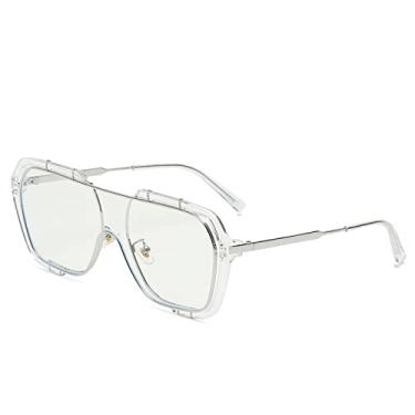 Imagem de Óculos de sol quadrados de armação grande geral, óculos de sol amarelos retrô femininos, proteção uv, tendência masculina, óculos de sol, 6, tamanho único