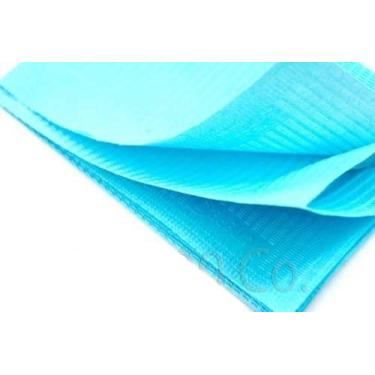 Imagem de 50 babadores de tatuagem dentária azuis 33 cm x 43 cm descartáveis à prova d'água 3 camadas