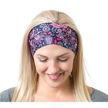 Imagem de RiptGear Faixas de cabelo largas para mulheres – faixas de treino para ioga, corrida e academia – faixas de transpiração grossas e antiderrapantes – flor hippie