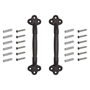 Imagem de Conjunto de dois puxadores de porta de ferro fundido rústico Nuk3y, maçaneta de porta de celeiro, ferragens antigas