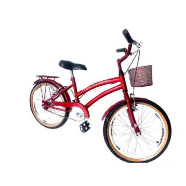 Imagem de Bicicleta Infantil Menina Aro 20 Com Cestinha Vermelho - Maria Clara B