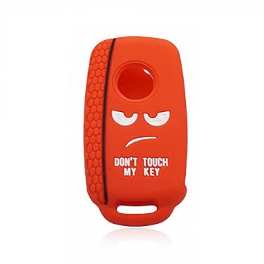 Imagem de YJADHU Capa de silicone para chave de carro com 3 botões, adequada para VW Golf Polo Passat Scirocco Tiguan, adequada para assento Skoda Octavia, vermelha