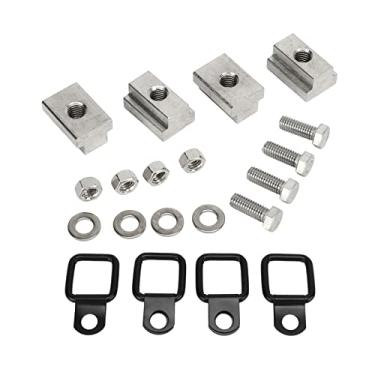 Imagem de Aramox 4 Conjuntos de Parafusos de Fixação e Kit de Porcas, 3/8 Pol.16 Trilho de Plataforma de Rosca T Slot Porcas Anéis D Parafusos de Cabeça Sextavada Carga de Trabalho de 1000 Lb para Reboque de